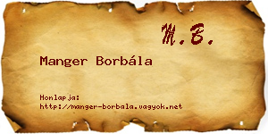 Manger Borbála névjegykártya